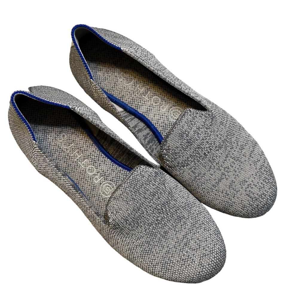 Rothy”s Taupe Heather Loafer w/ Blue Trim Size 7.5